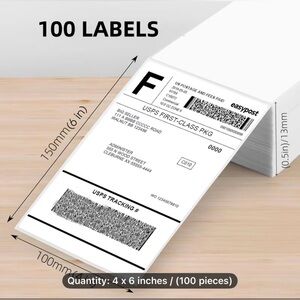 100 Pack 4x6 Self Adhesive Thermal Printer Shipping Labels,NIP